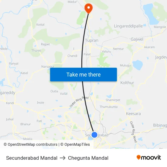Secunderabad Mandal to Chegunta Mandal map