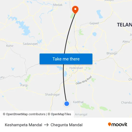 Keshampeta Mandal to Chegunta Mandal map