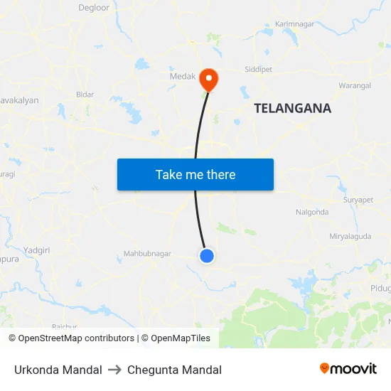 Urkonda Mandal to Chegunta Mandal map