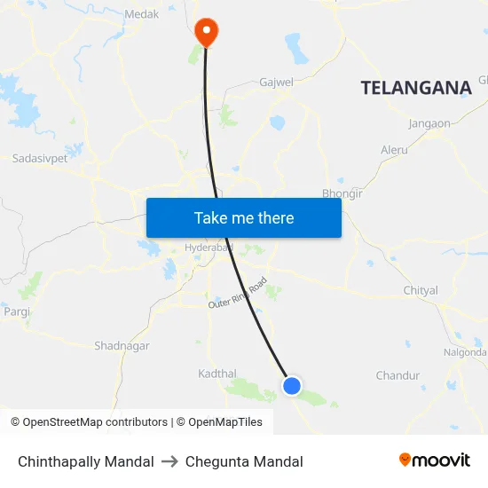 Chinthapally Mandal to Chegunta Mandal map
