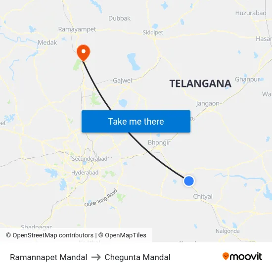 Ramannapet Mandal to Chegunta Mandal map