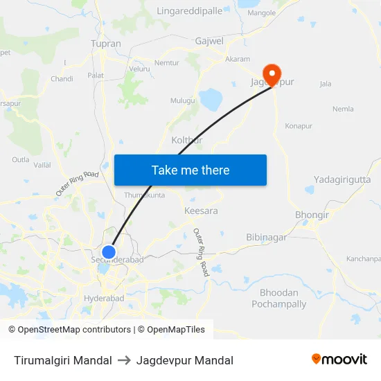 Tirumalgiri Mandal to Jagdevpur Mandal map