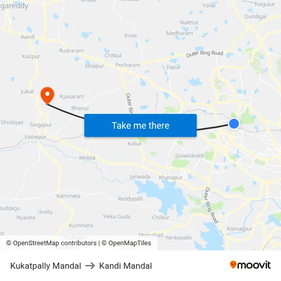 Kukatpally Mandal to Kandi Mandal map