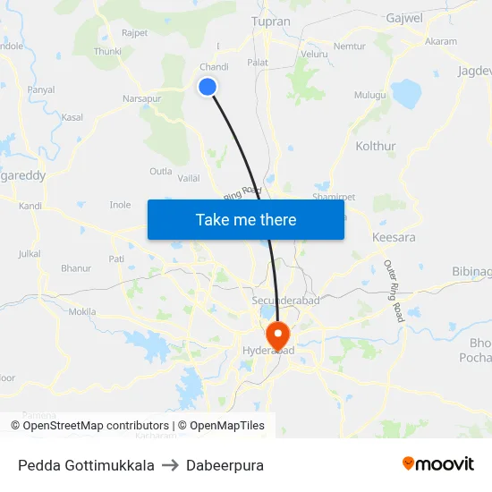Pedda Gottimukkala to Dabeerpura map