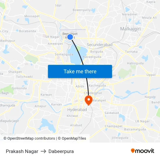 Prakash Nagar to Dabeerpura map