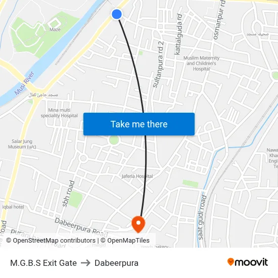 M.G.B.S Exit Gate to Dabeerpura map