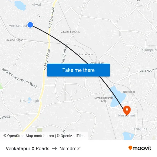 Venkatapur X Roads Twd Venkatapur to Neredmet map
