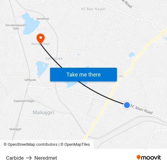 Carbide to Neredmet map