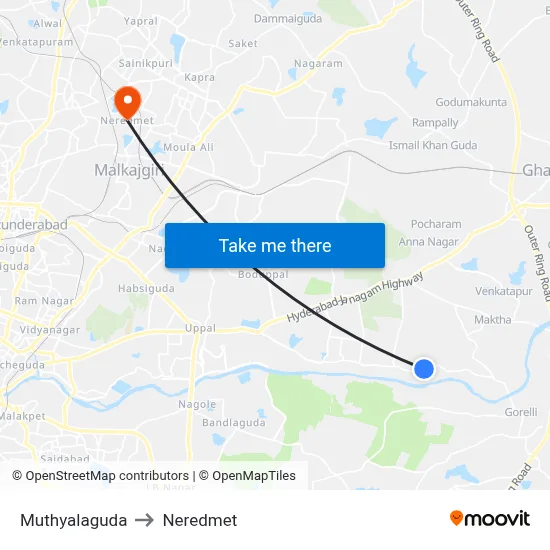 Muthyalaguda Twd Pratap Singaram to Neredmet map