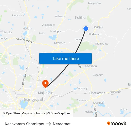 Kesavaram Twd Kondapur to Neredmet map