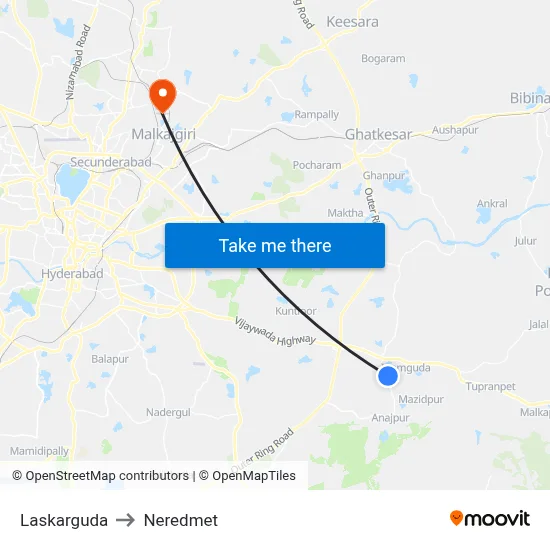 Lashkarguda Village Twd Anajpur to Neredmet map