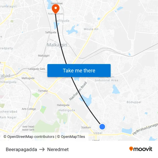 Beerappagadda Twd ECIL to Neredmet map