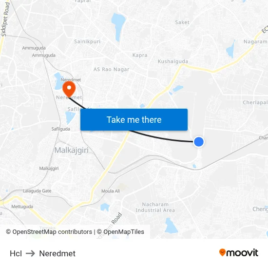 Hcl to Neredmet map