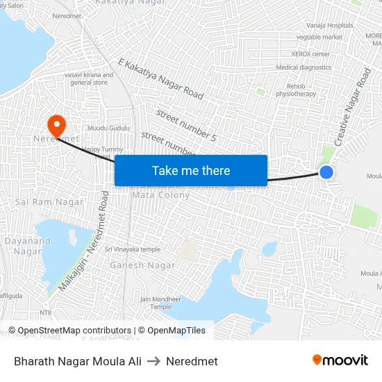 Bharath Nagar Twd Secunderabad to Neredmet map
