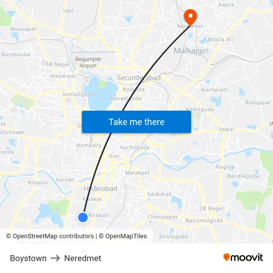 Boystown Twd Aramghar to Neredmet map