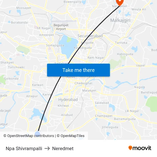 Npa Shivrampalli to Neredmet map
