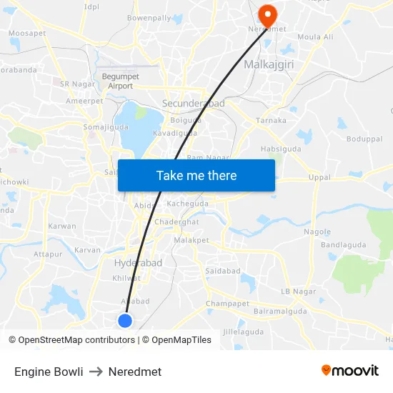 Engine Bowli to Neredmet map