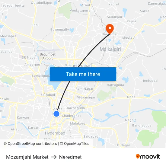 Mozamjahi Market to Neredmet map