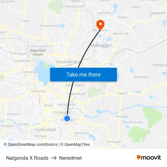 Nalgonda X Roads to Neredmet map