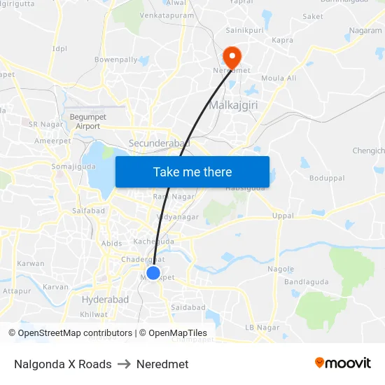 Nalgonda X Roads to Neredmet map