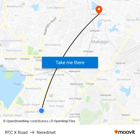 RTC X Road to Neredmet map