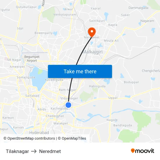 Tilaknagar to Neredmet map