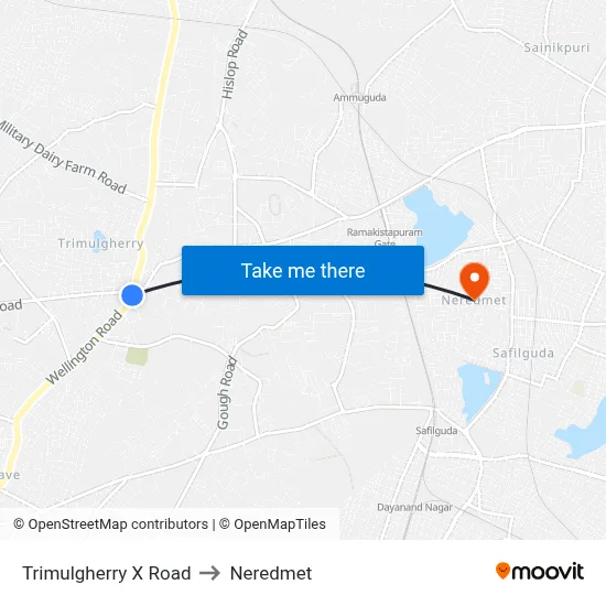 Trimulgherry X Road to Neredmet map