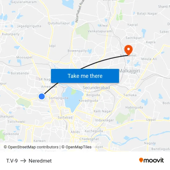 T.V-9 to Neredmet map