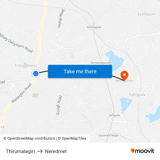 Thirumalagiri to Neredmet map