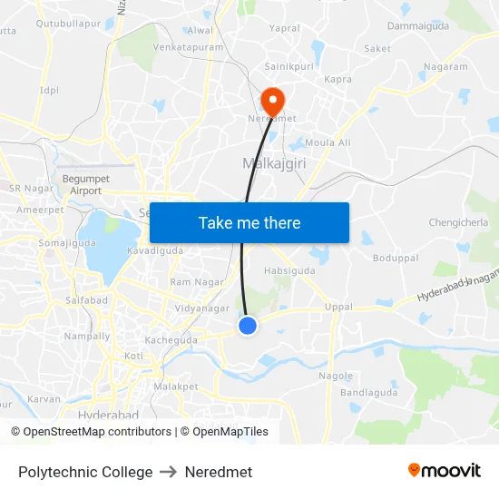 Polytechnic College to Neredmet map