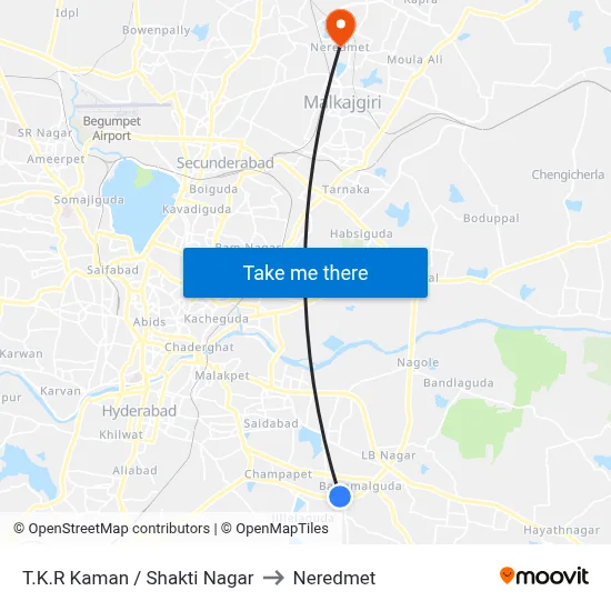 T.K.R Kaman / Shakti Nagar to Neredmet map