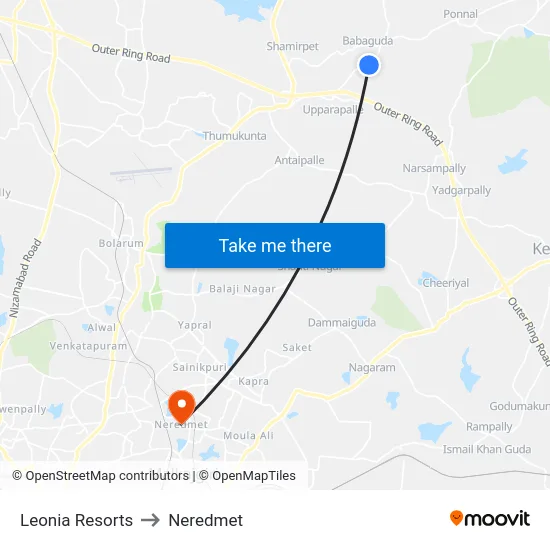 Leonia Resorts to Neredmet map