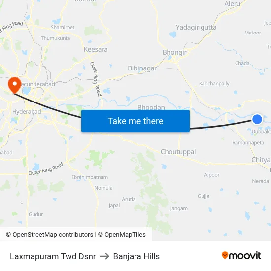 Laxmapuram Twd Dsnr to बंजारा हिल्स map