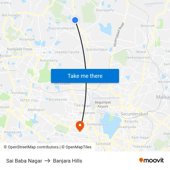 Sai Baba Nagar Twd Secunderabad to Banjara Hills map