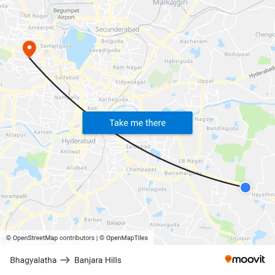 Bhagyalatha Twd Dilshuk Nagar to Banjara Hills map