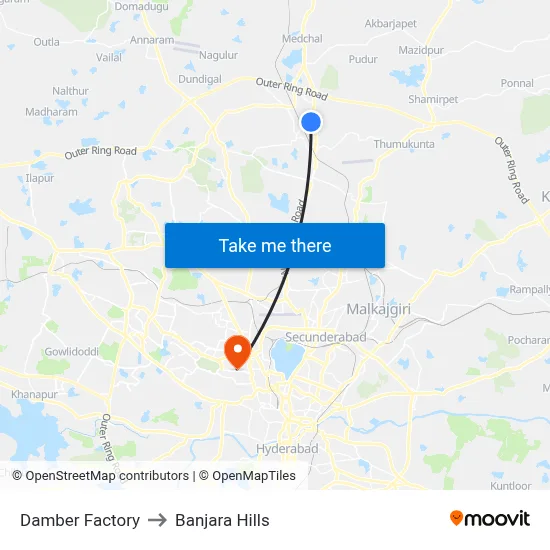 Damber Factory to Banjara Hills map