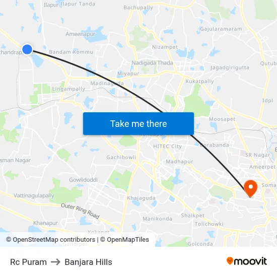 Rc Puram Twd Patancheruvu to Banjara Hills map