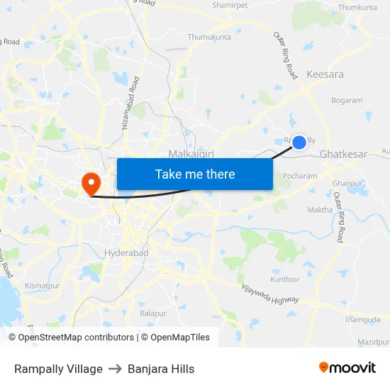Rampally Village to Banjara Hills map