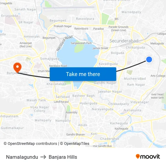 Namalagundu to Banjara Hills map