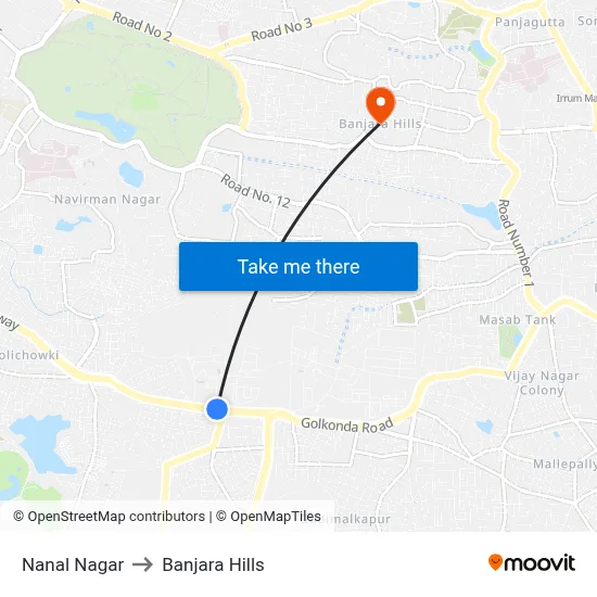 Nanal Nagar to Banjara Hills map