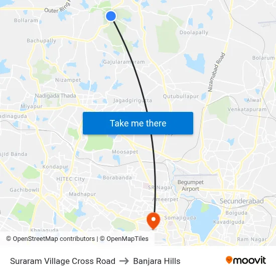 Suraram Village X Road to Banjara Hills map