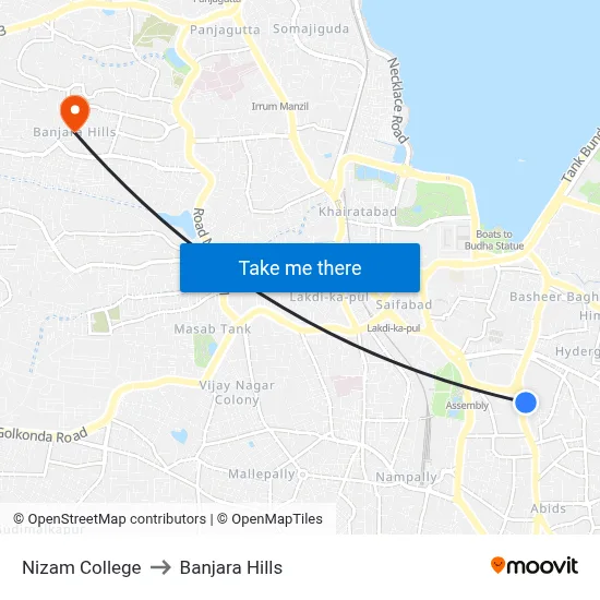 Nizam College to Banjara Hills map