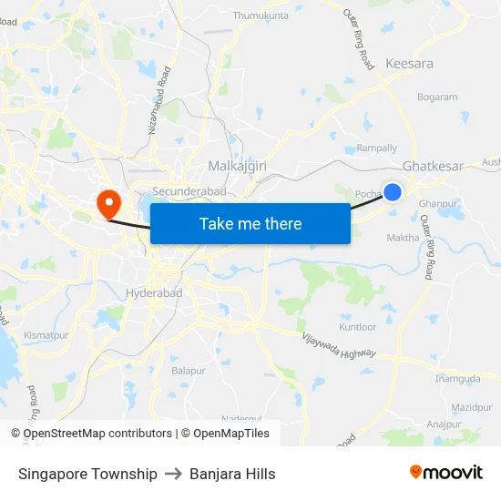 Singapore Township Twd Infosys to Banjara Hills map