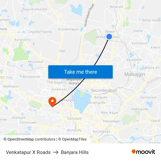 Venkatapur X Roads Twd Venkatapur to Banjara Hills map
