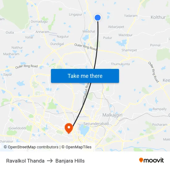 Ravalkole Thanda to Banjara Hills map
