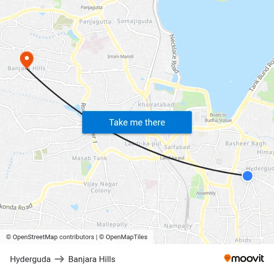 Hyderguda Twd Liberty to Banjara Hills map