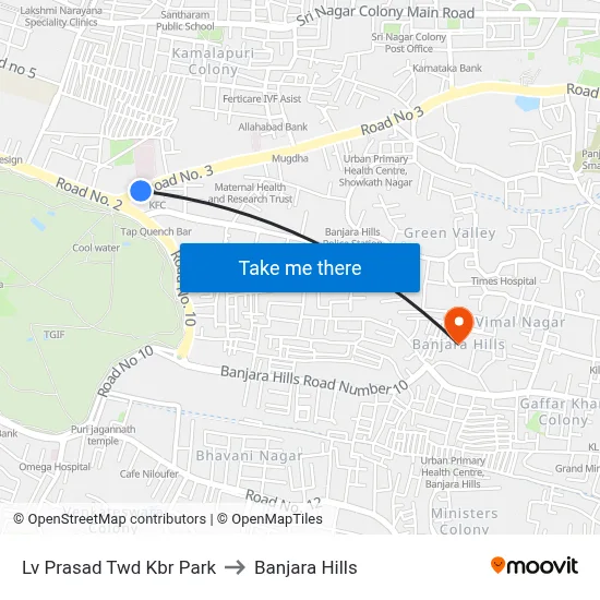 Lv Prasad Twd Kbr Park to Banjara Hills map