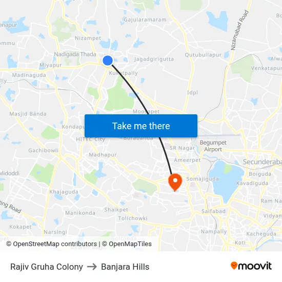 Rajiv Gruha Colony to Banjara Hills map