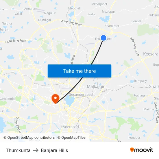 Thumkunta to Banjara Hills map
