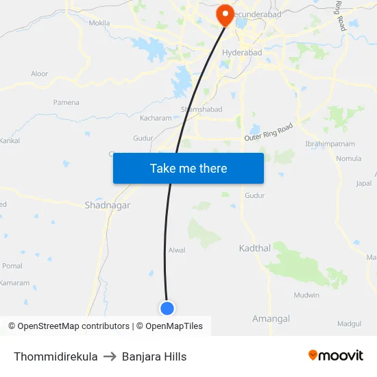 Thommidirekula to Banjara Hills map
